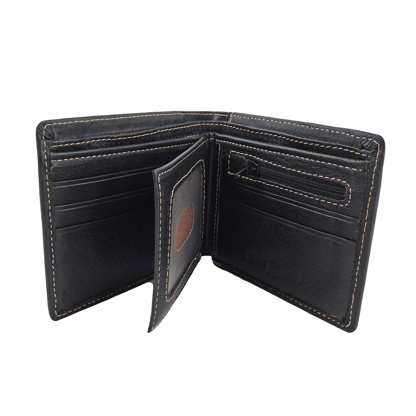 Floral Concho Bi-Fold Men's Wallet Genuine Leather Black Cash Credit Card Photo