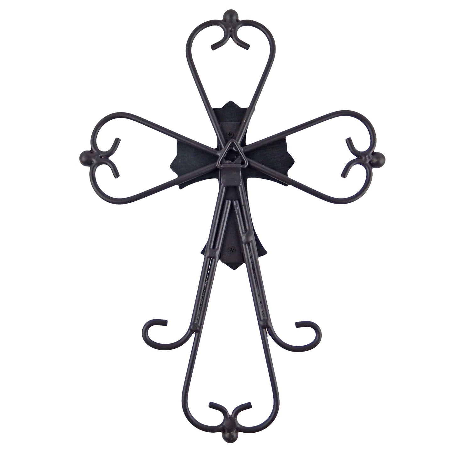 Metal Curly Wall Cross Round Bars Decorative Layered Turquoise Heart Center
