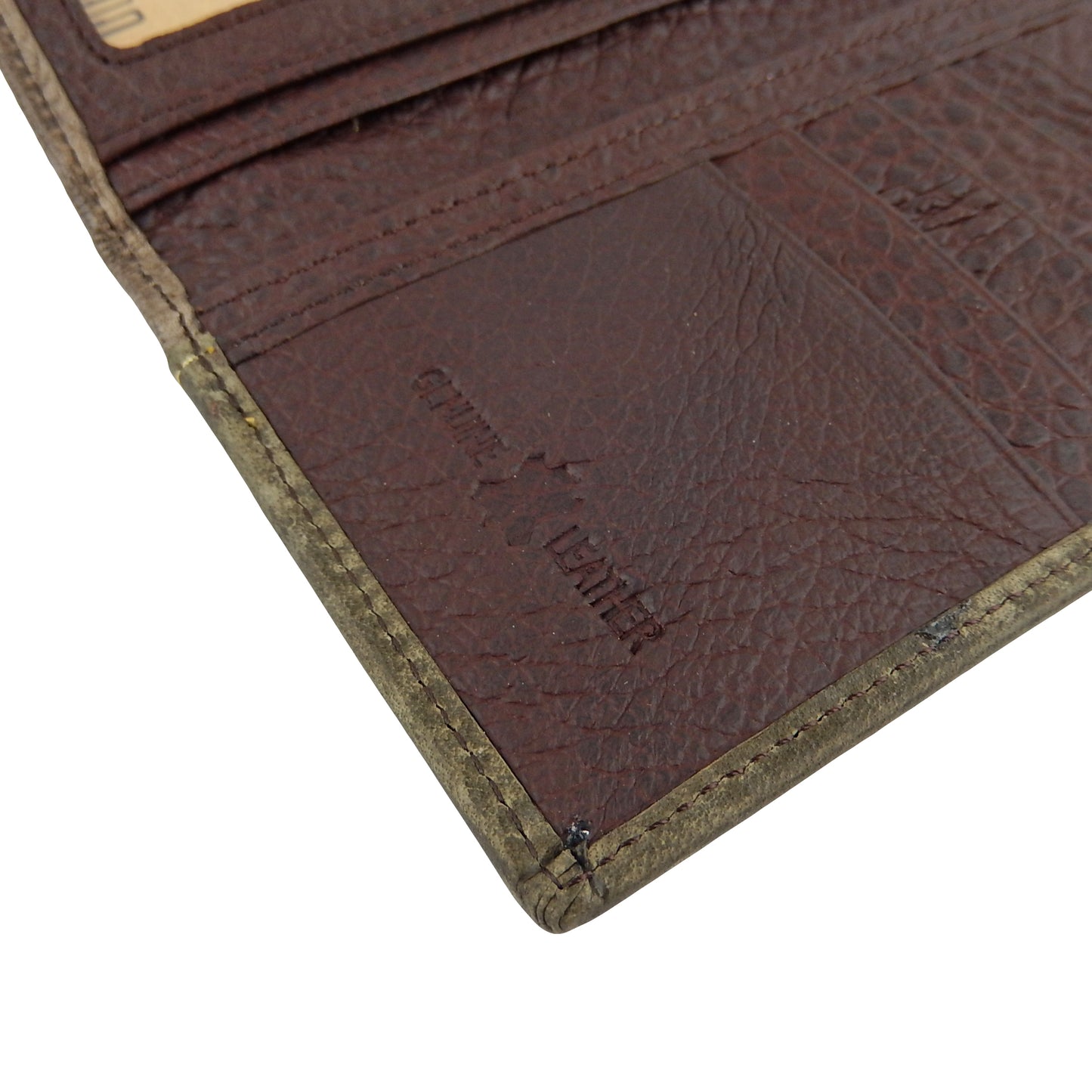 Western Bi-Fold Men's Rodeo Wallet Tooled Leather Floral Croc Texture Brown Gray