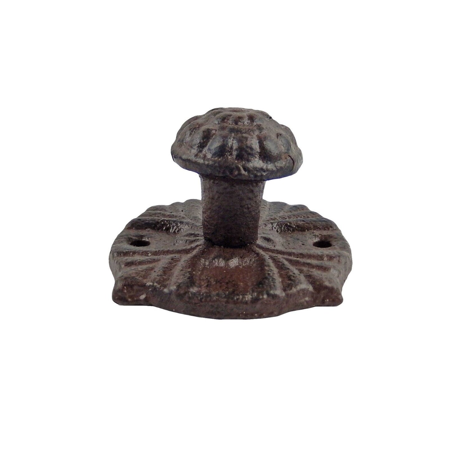 Floral Cast Iron Drawer Knob Pull or Wall Hook Hanger Antique Style Rustic Brown