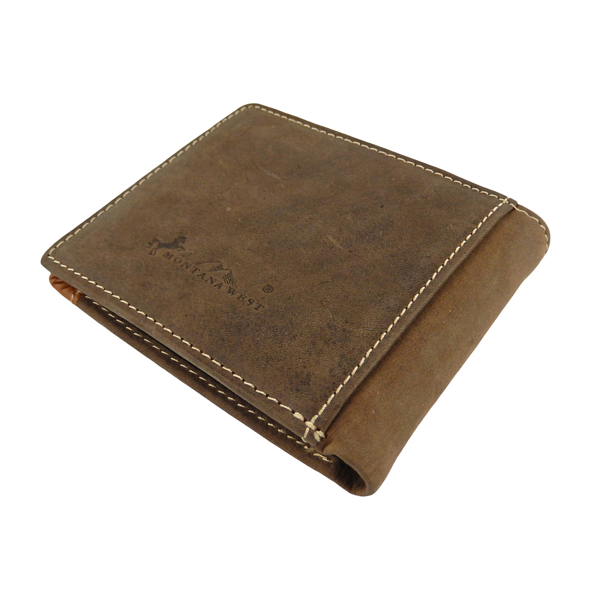 Pistol Concho Men's Wallet Bi-Fold Genuine Leather Real Cow Hair Black Brown