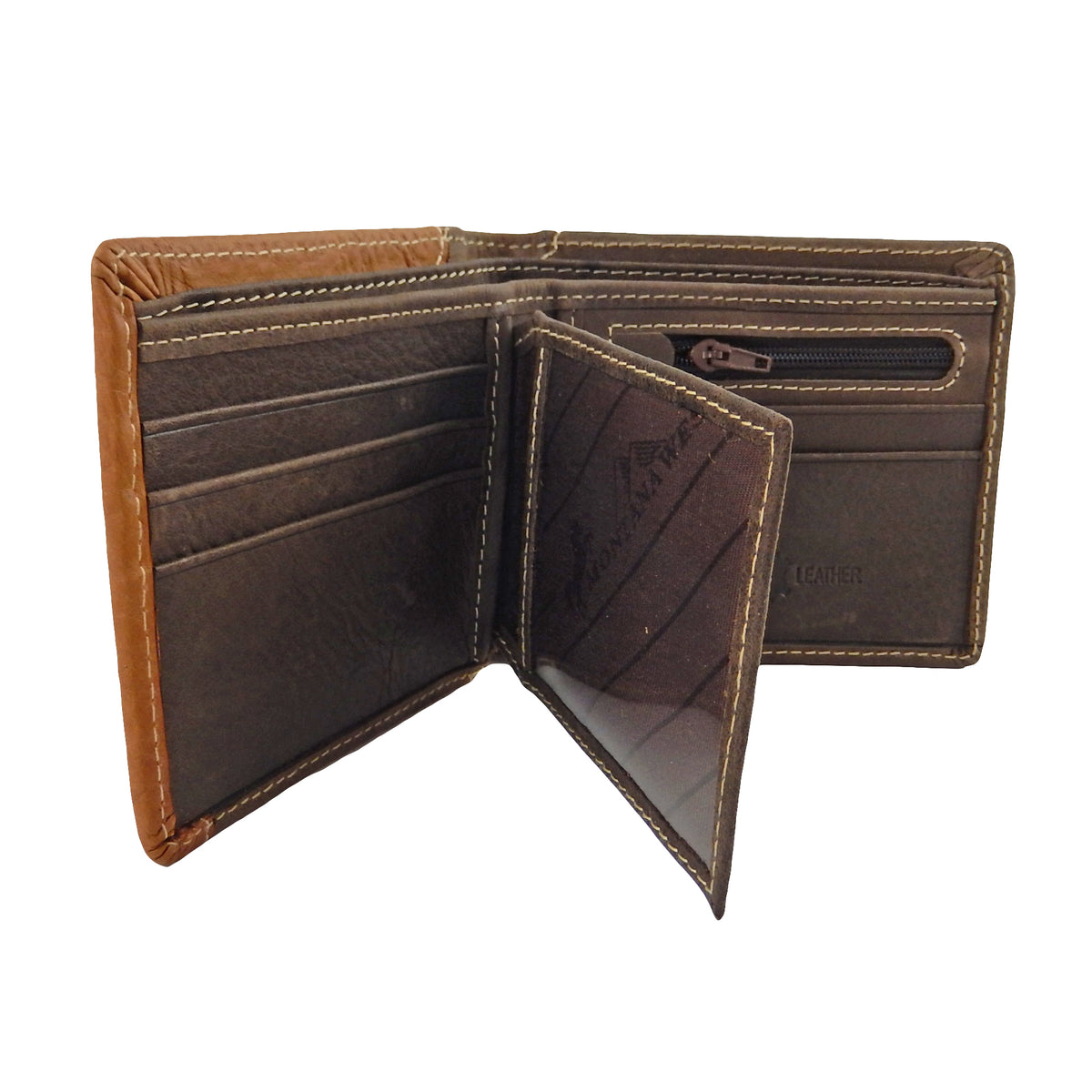 Pistol Concho Men's Wallet Bi-Fold Genuine Leather Real Cow Hair Black Brown