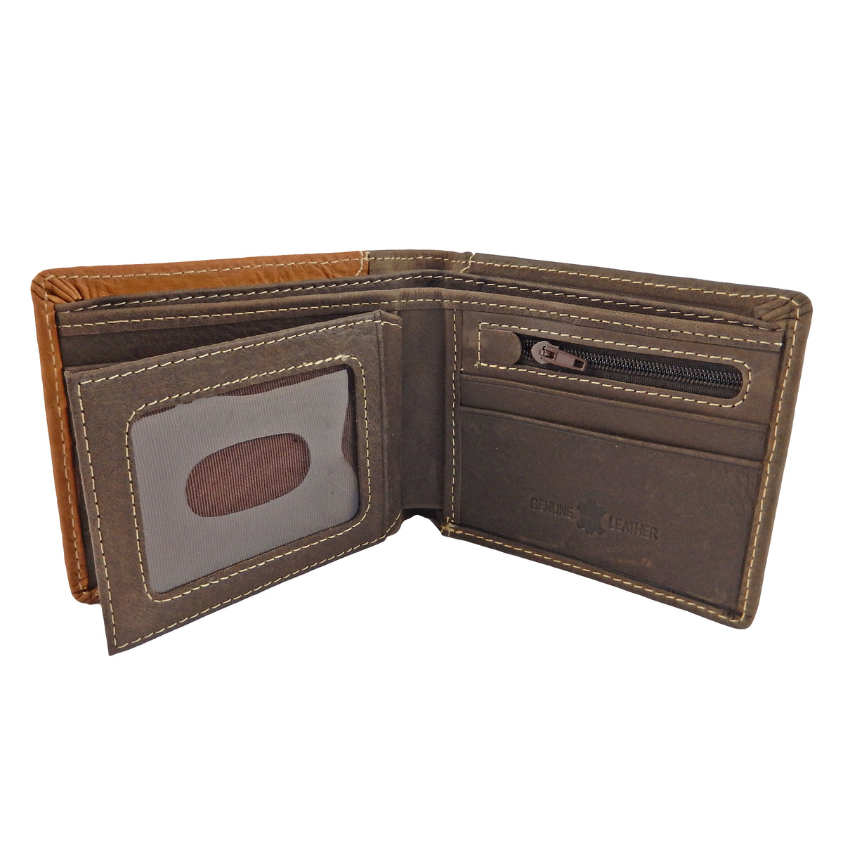 Pistol Concho Men's Wallet Bi-Fold Genuine Leather Real Cow Hair Black Brown