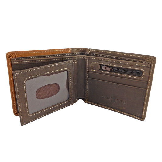 Pistol Concho Men's Wallet Bi-Fold Genuine Leather Real Cow Hair Black Brown