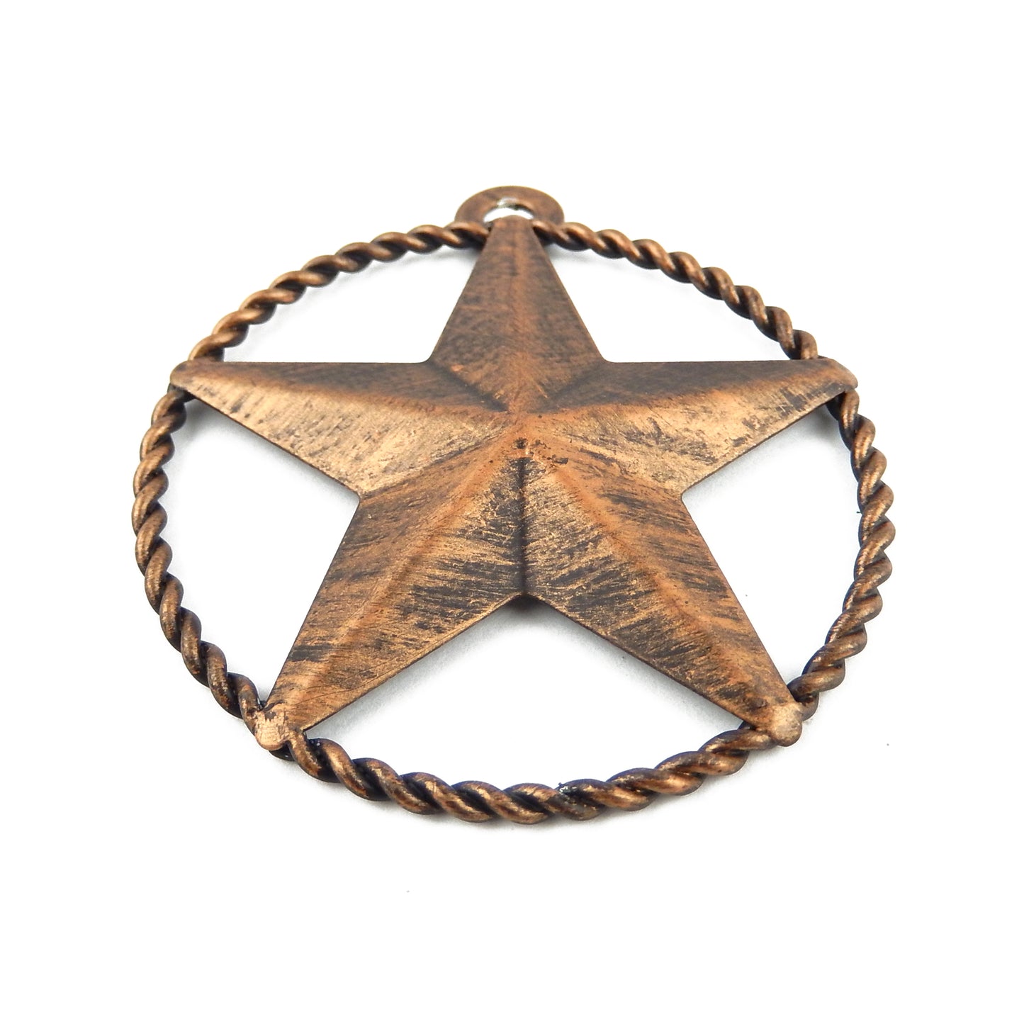 Rustic Tiny Small Barn Star Twisted Wire Ring 4 inch Tin Metal Brushed Copper