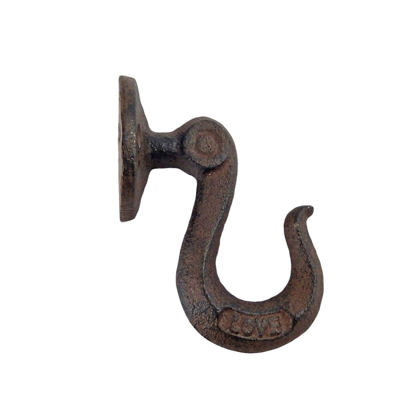 Industrial "Love" Clevis Eye Wall Hook Heavy Duty Cast Iron Antique Brown Look