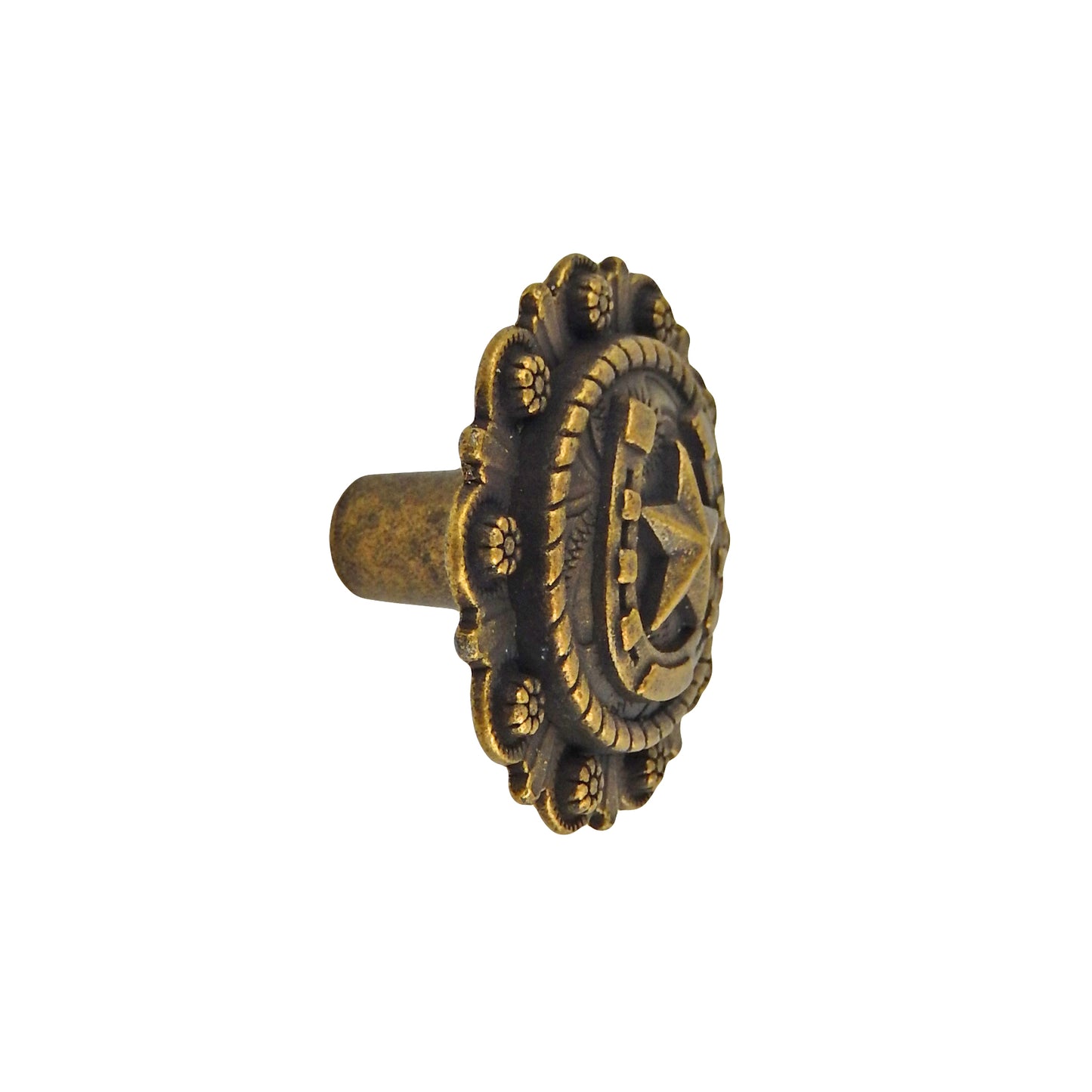 Star Horseshoe Floral Cabinet Drawer Knob Pull Antique Brass 1.5 inch
