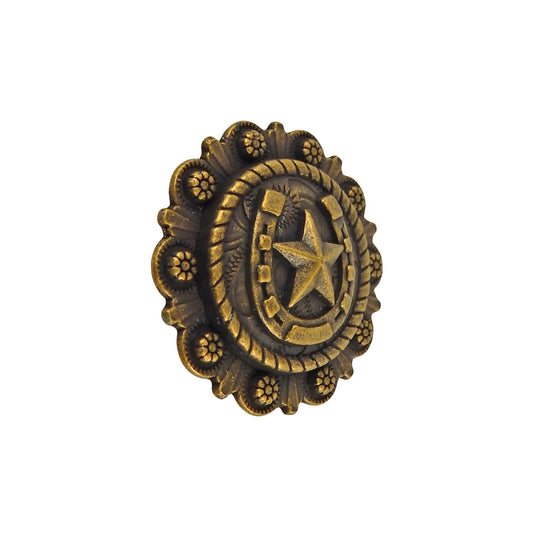 Star Horseshoe Floral Cabinet Drawer Knob Pull Antique Brass 1.5 inch