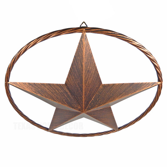 Large Metal Barn Star Rope Ring Rustic Western Decor Brushed Copper Finish 23 in