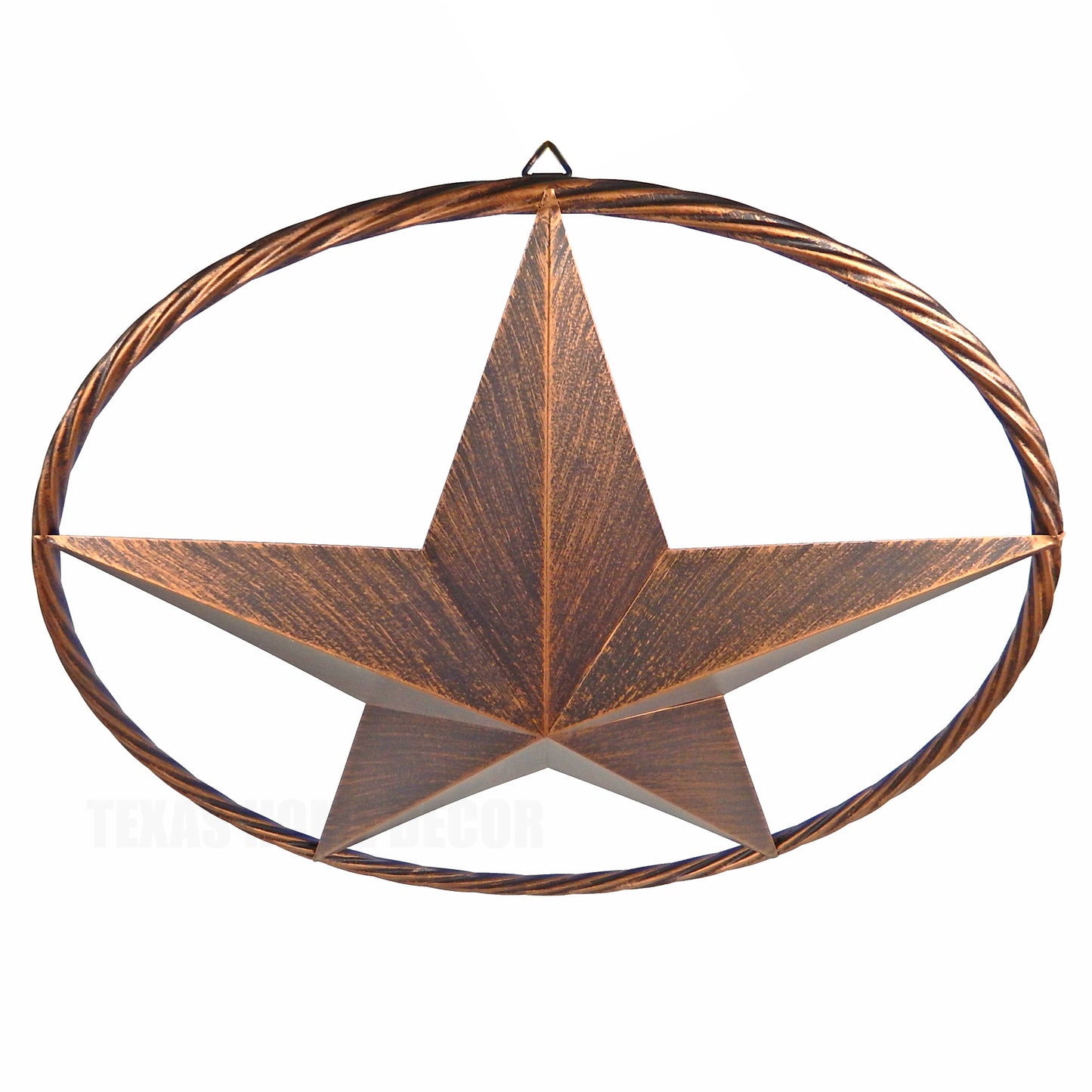 Metal Barn Star Texas Wall Decor With Rope Ring Brushed Copper 12 inch