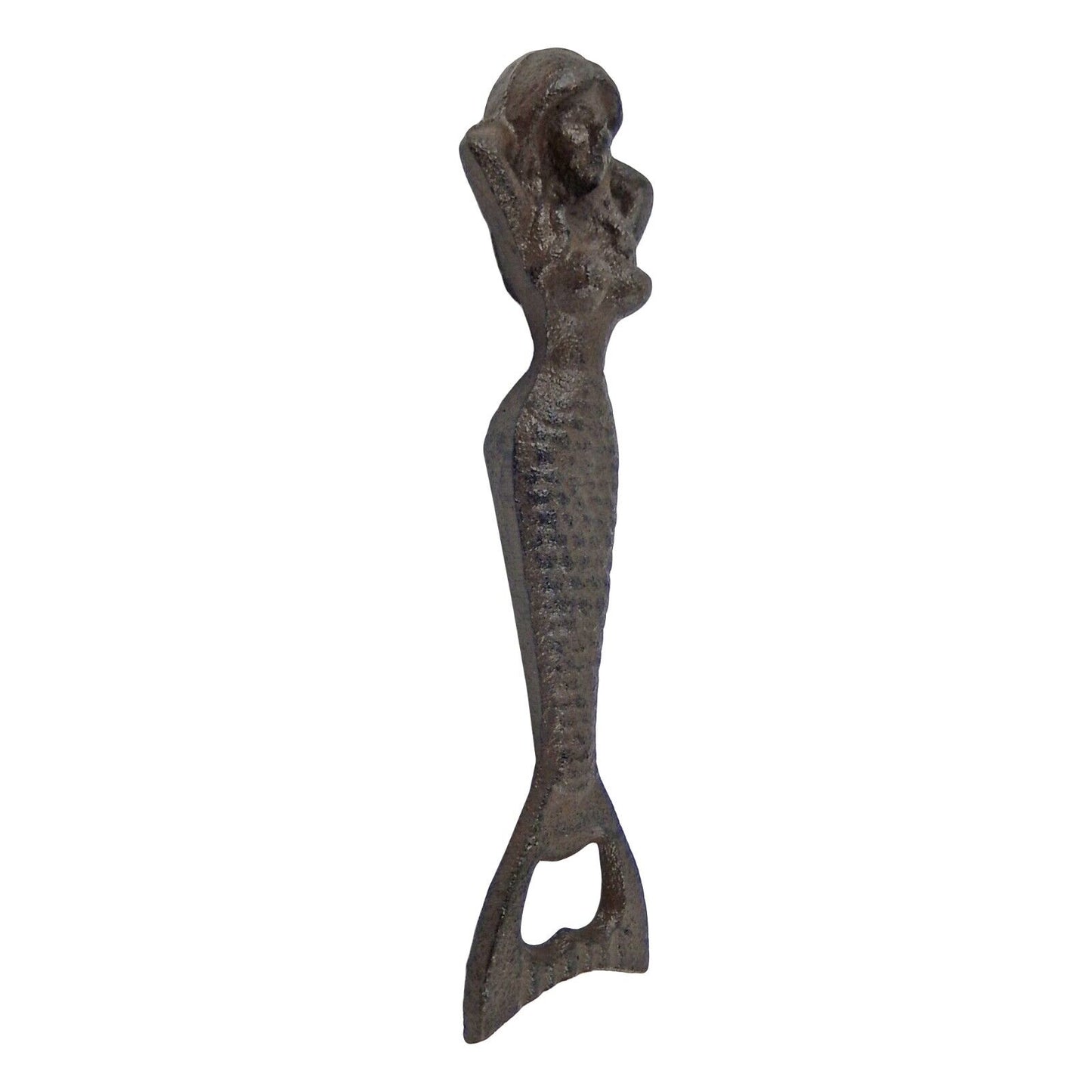Mermaid Tail Bottle Opener Hand Held Cast Iron Nautical Antique Style 7 inch