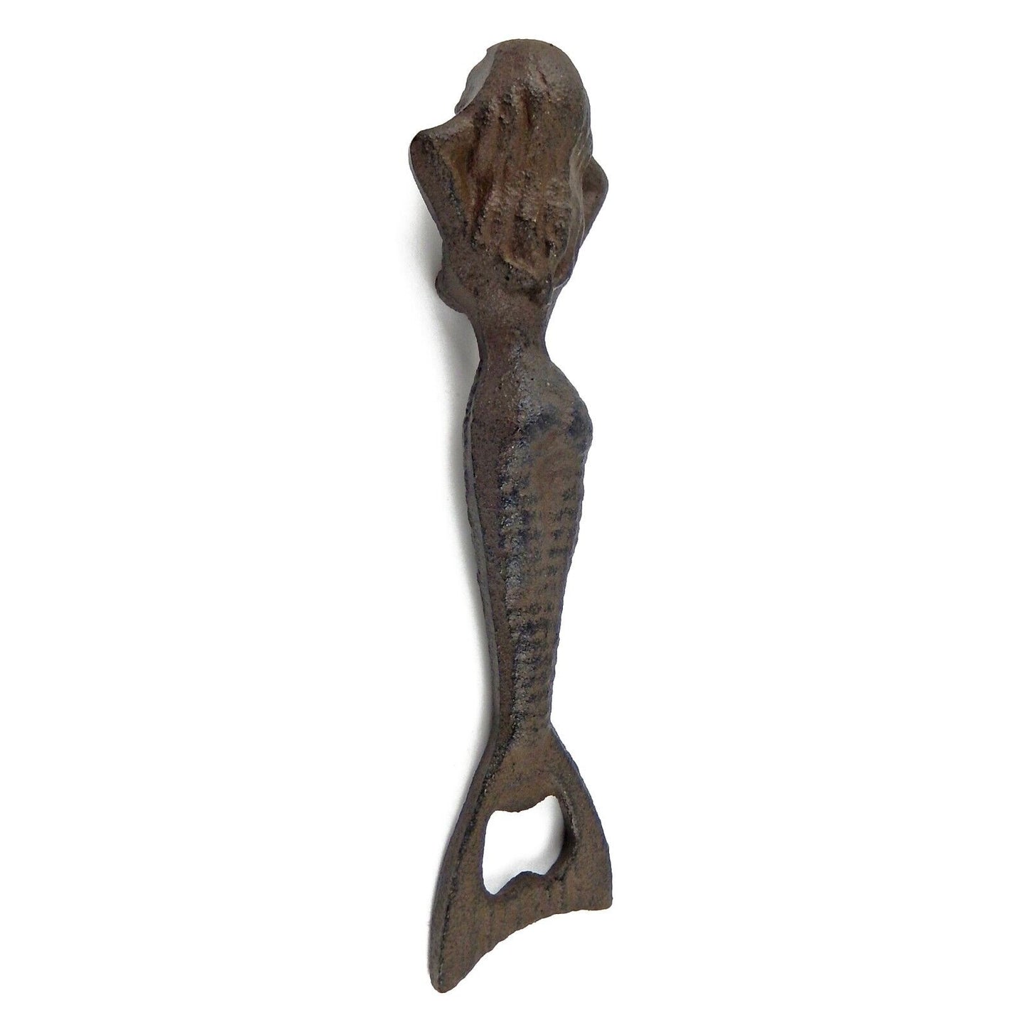 Mermaid Tail Bottle Opener Hand Held Cast Iron Nautical Antique Style 7 inch