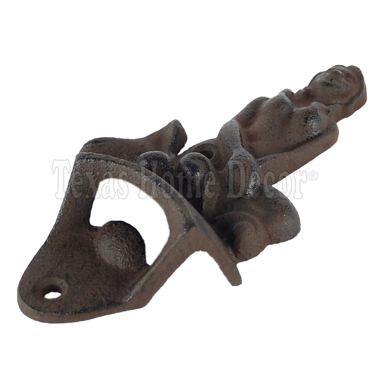 Mermaid Beer Soda Bottle Opener Cast Iron Nautical Wall Mounted Rustic Brown