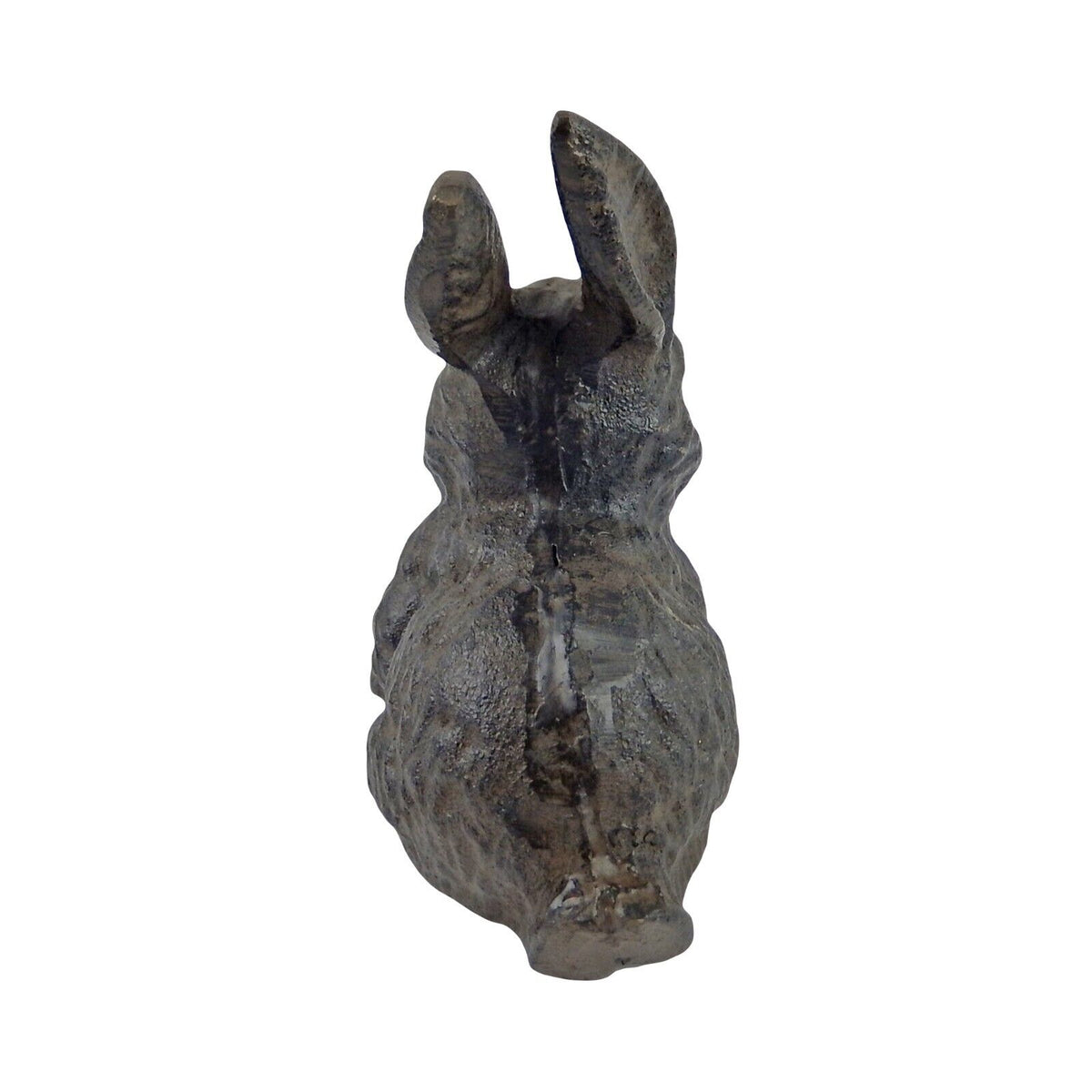 Small Cast Iron Bunny Rabbit Garden Figurine Statue Rustic Brown Antique Style