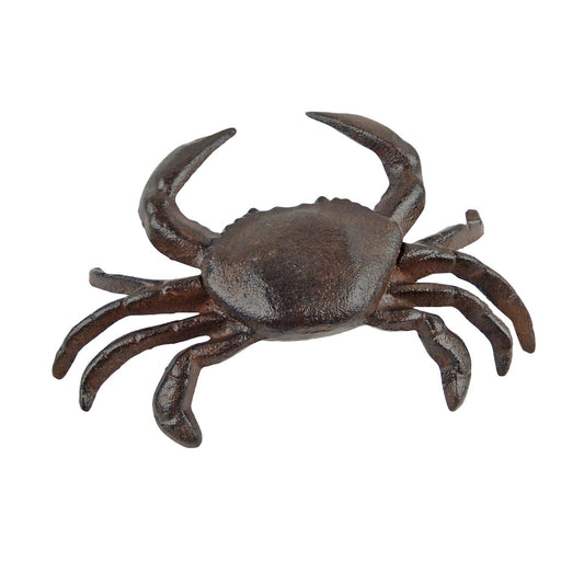 Cast Iron Crab Garden Pond Figurine Paperweight Rustic Nautical Decor Brown