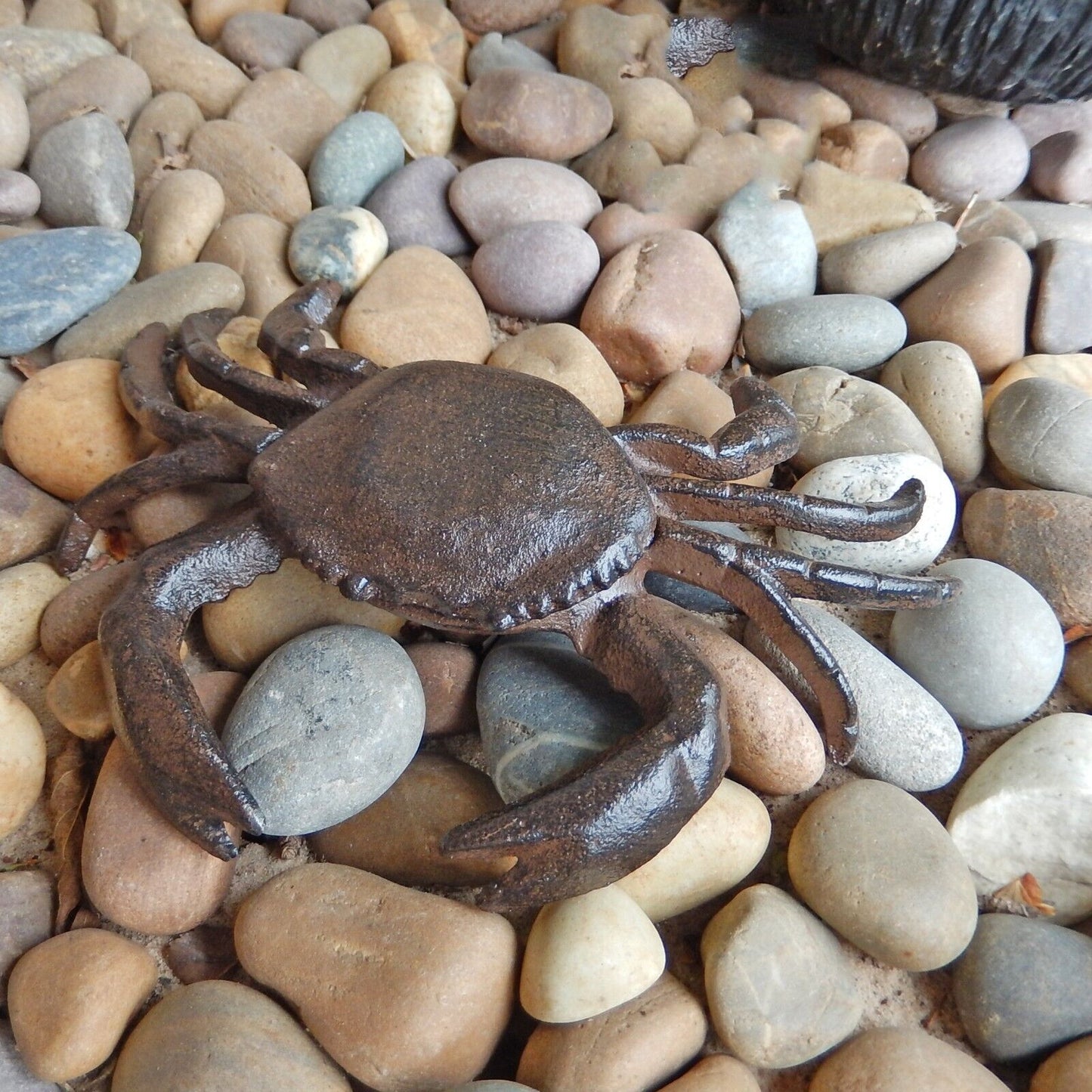 Cast Iron Crab Garden Pond Figurine Paperweight Rustic Nautical Decor Brown