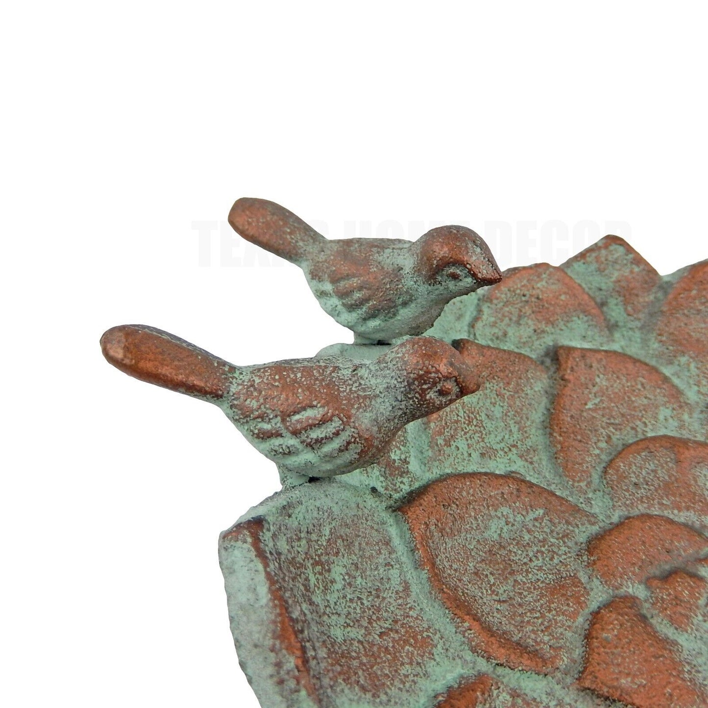 Birds on Flower Key Dish Bowl Jewelry Trinket Tray Cast Iron Patina Finish 8"