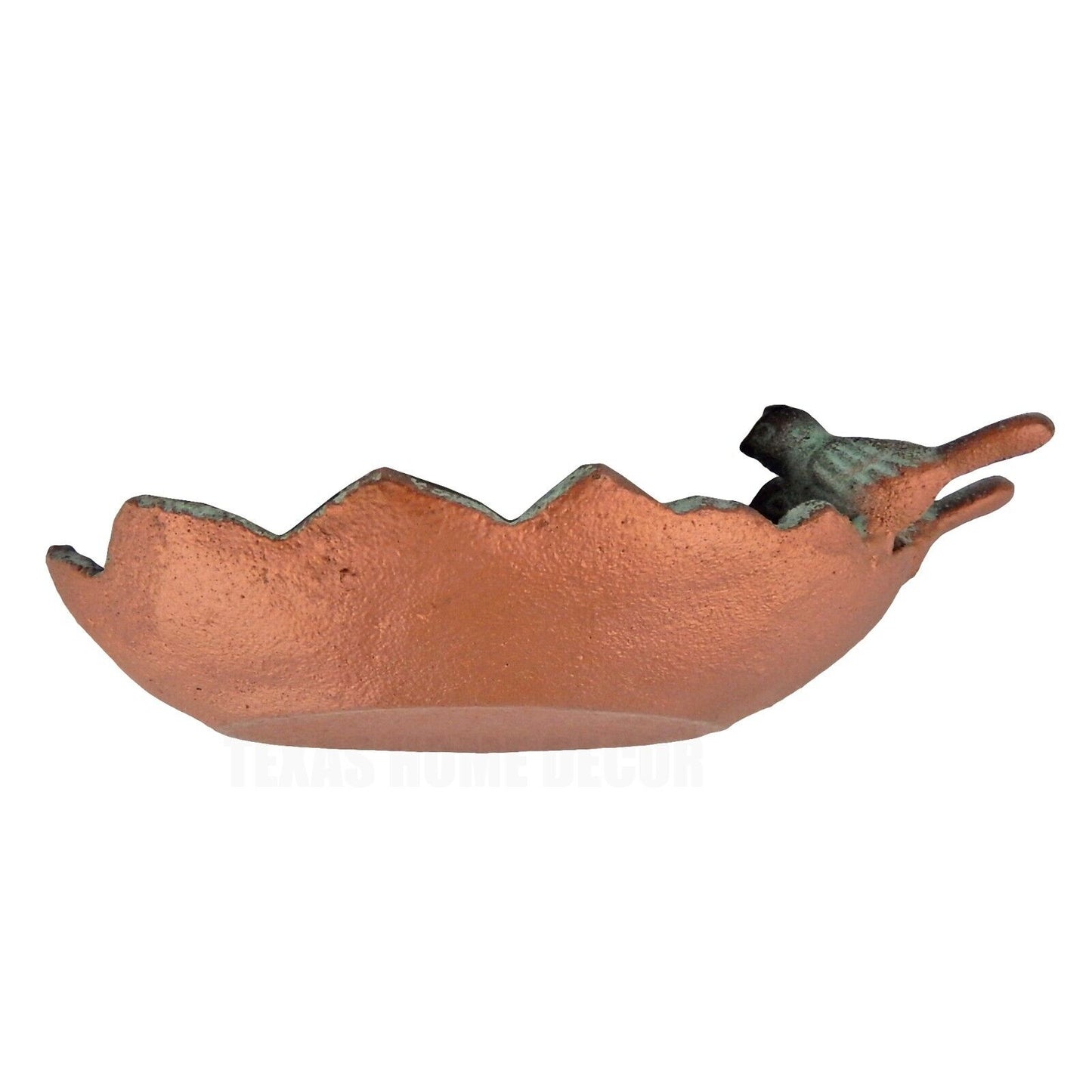 Birds on Flower Key Dish Bowl Jewelry Trinket Tray Cast Iron Patina Finish 8"
