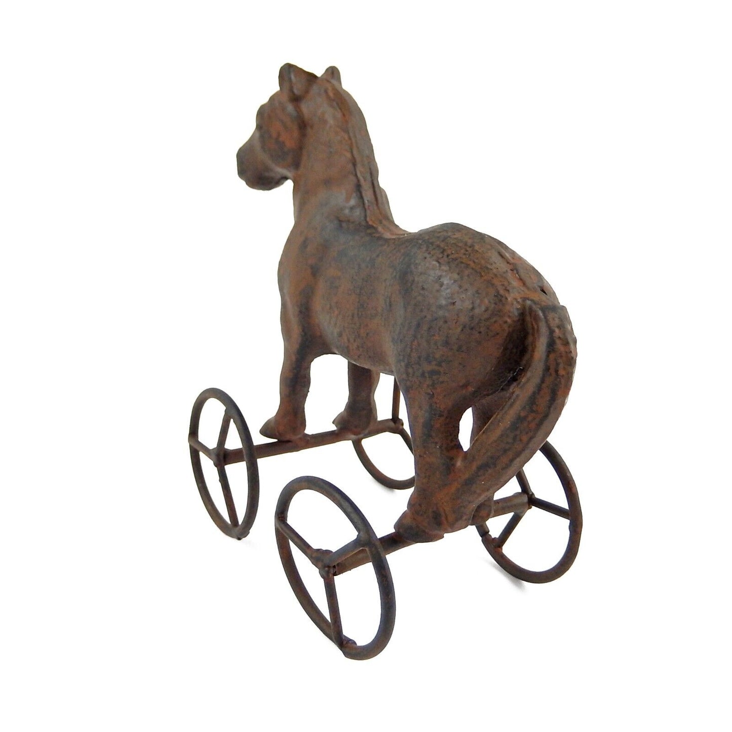 Cast Iron Horse On Wheels Decorative Toy Figurine Rustic Old West Country Style