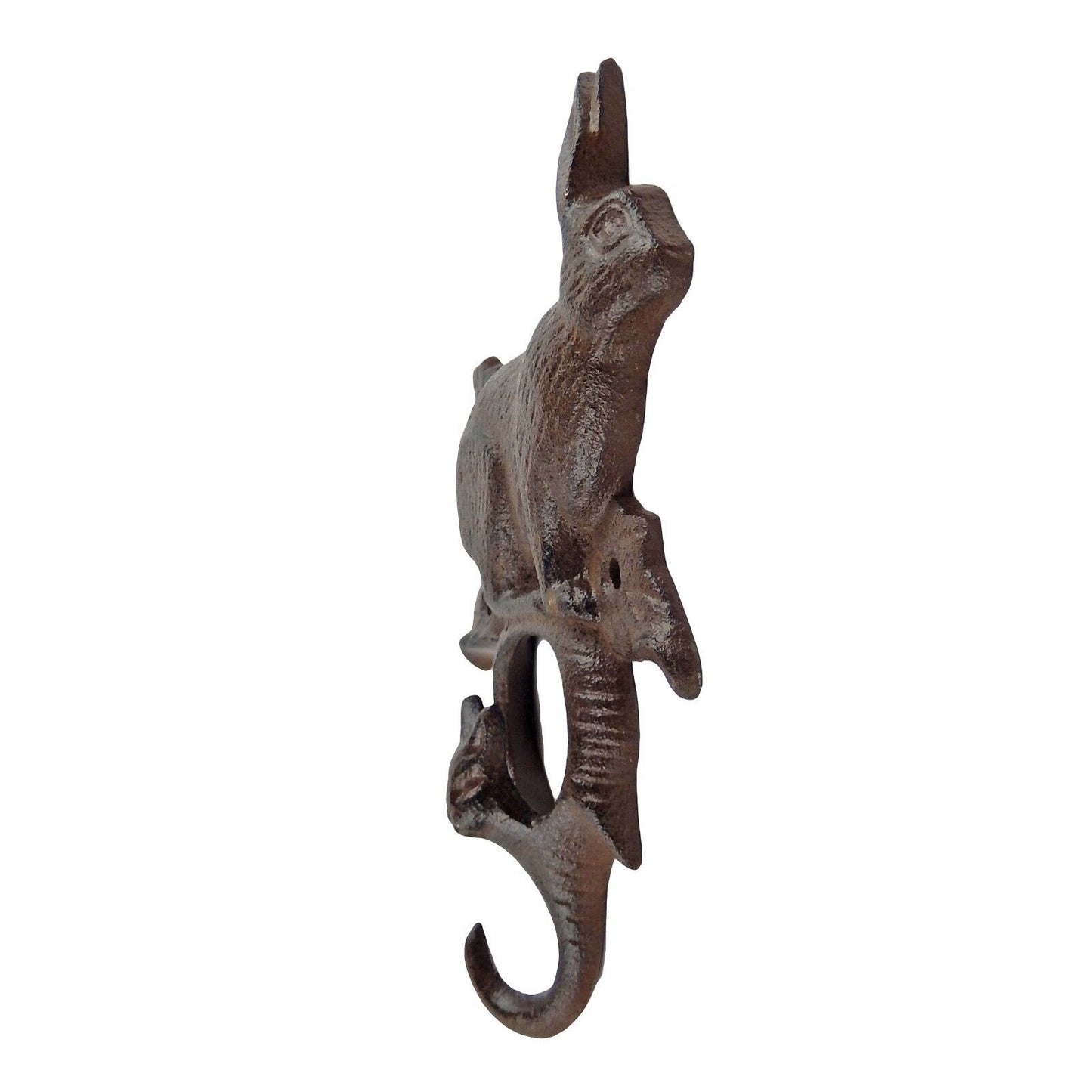 Bunny Rabbit Key Holder Cast Iron Hanger Hook Wall Mounted Rustic Antique Brown
