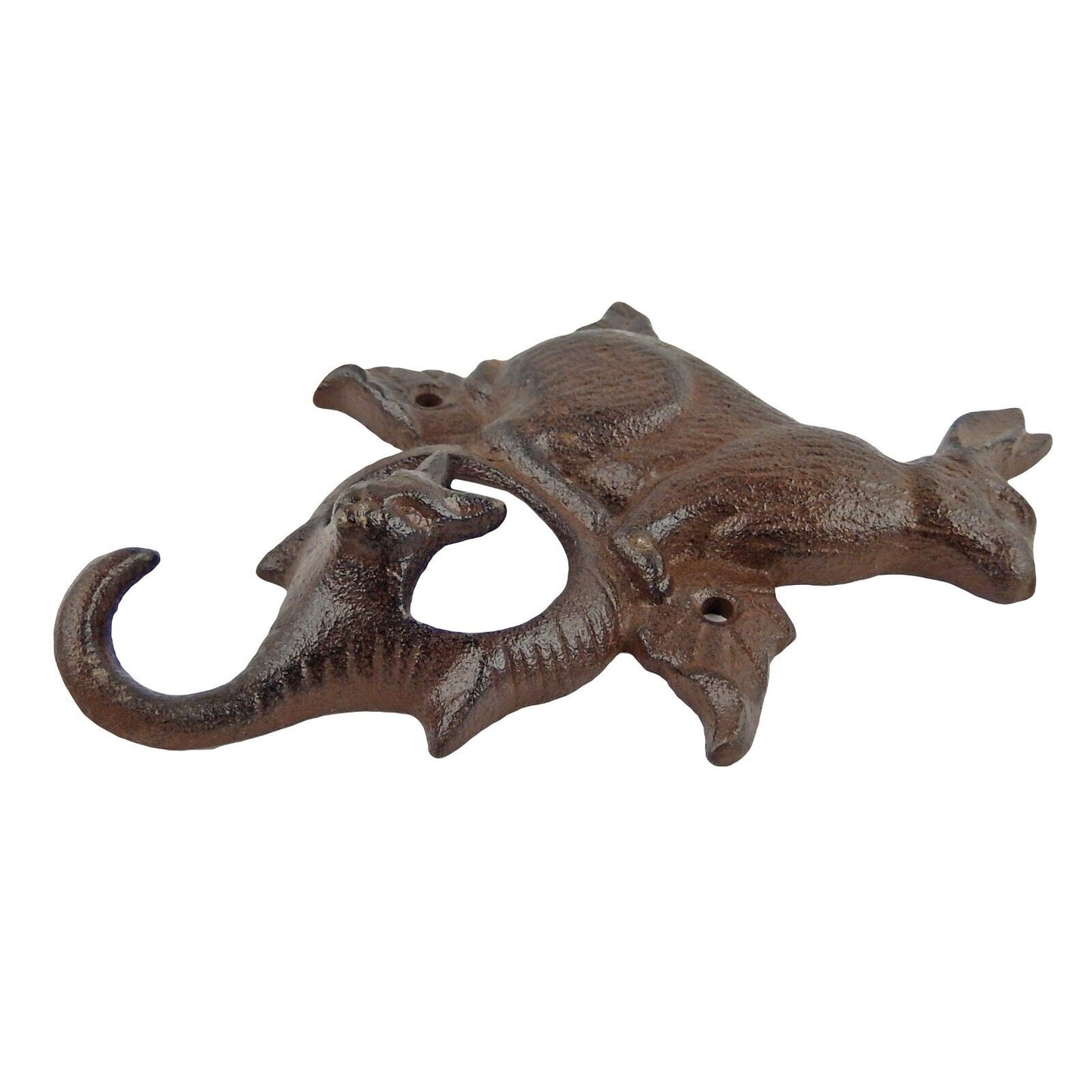 Bunny Rabbit Key Holder Cast Iron Hanger Hook Wall Mounted Rustic Antique Brown