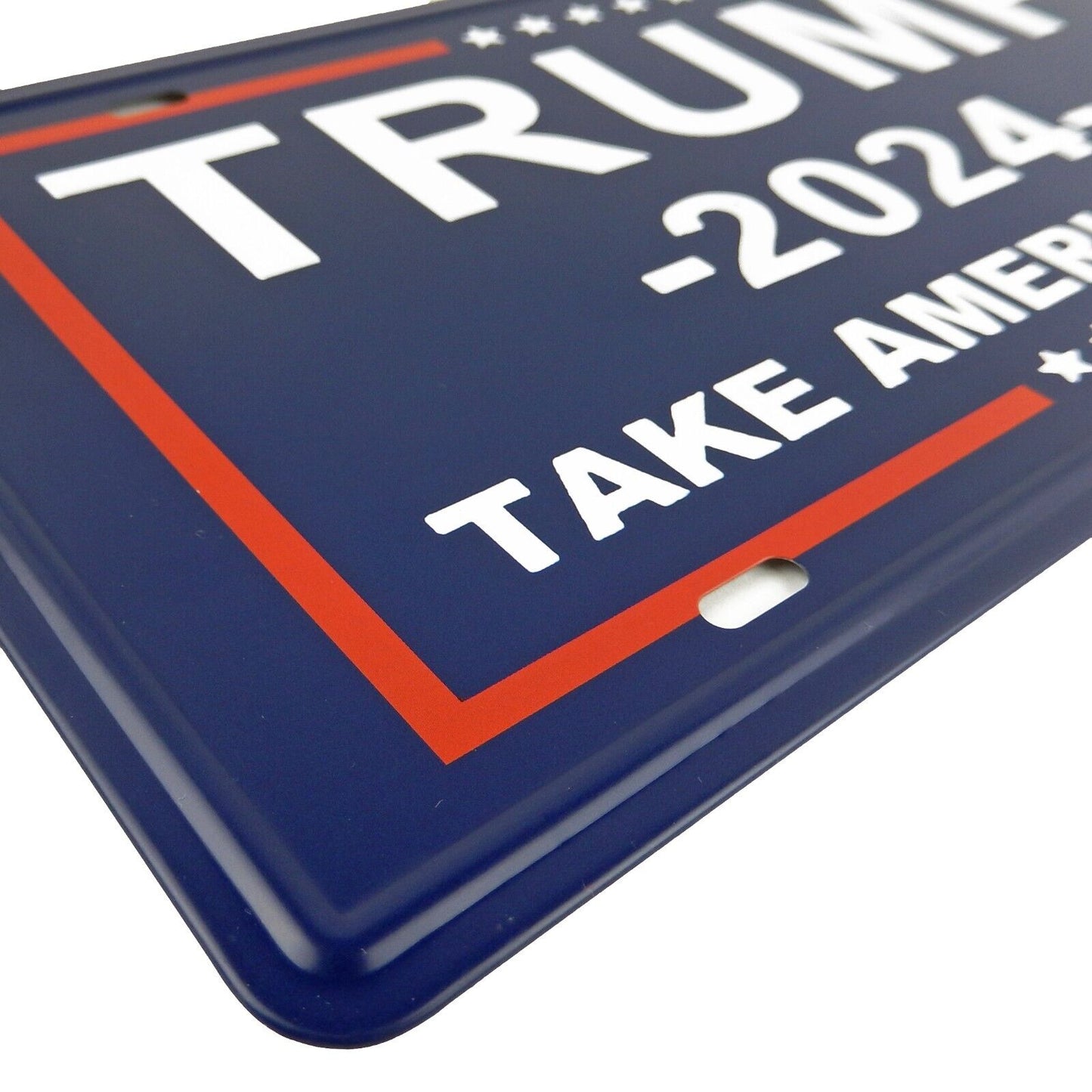 Trump 2024 Take America Back Red White & Blue Tin Metal License Plate Embossed