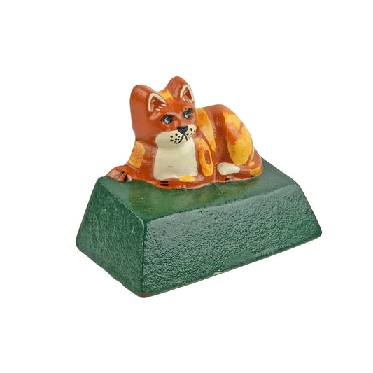 Cast Iron Calico Cat Doorstop Paperweight Heavy Duty Figurine Hand Painted