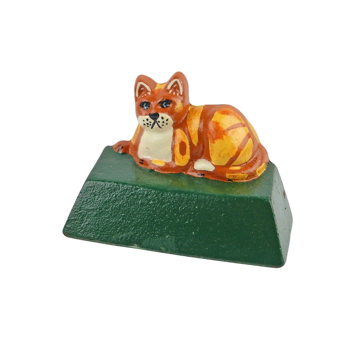 Cast Iron Calico Cat Doorstop Paperweight Heavy Duty Figurine Hand Painted