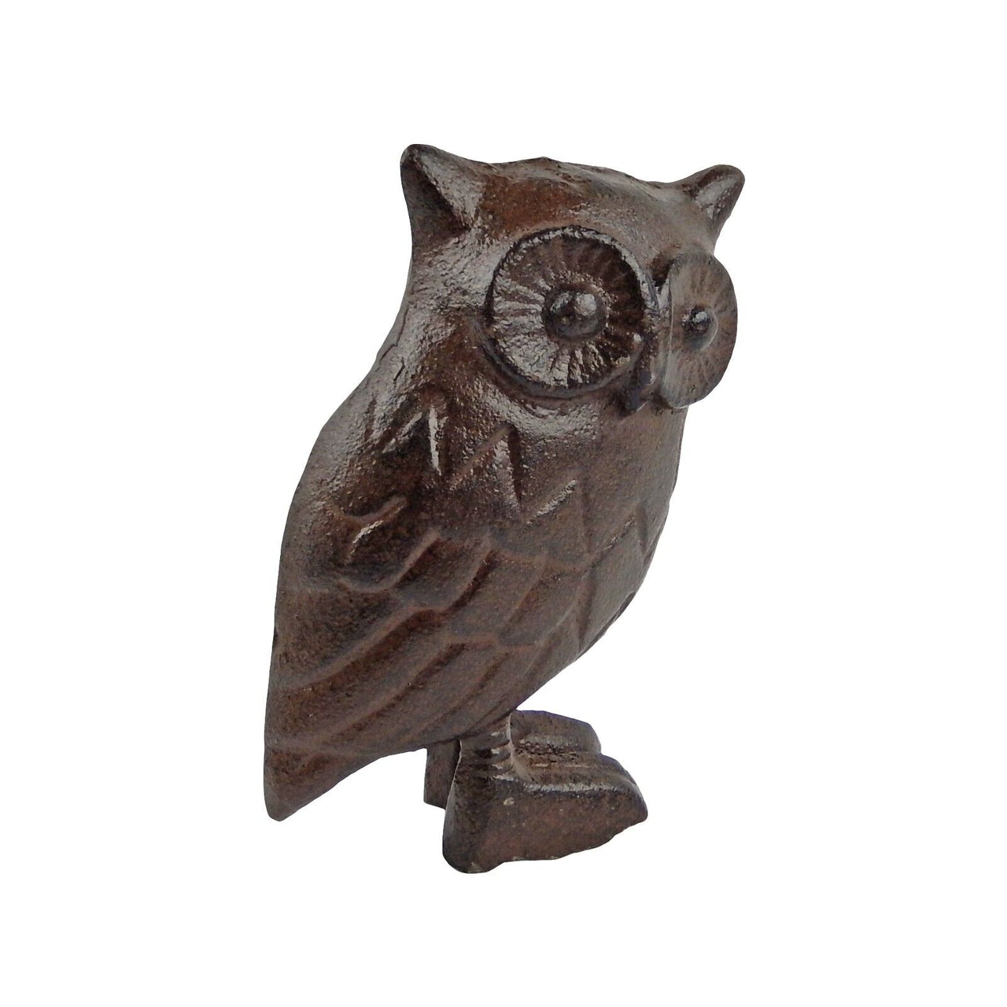 Cast Iron Owl Figurine Statue Shelf Sitter Home Decor Rustic Finish 4.5 in Tall