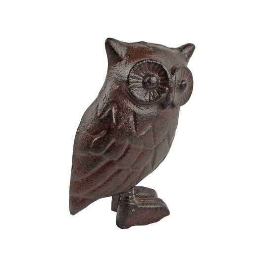 Cast Iron Owl Figurine Statue Shelf Sitter Home Decor Rustic Finish 4.5 in Tall