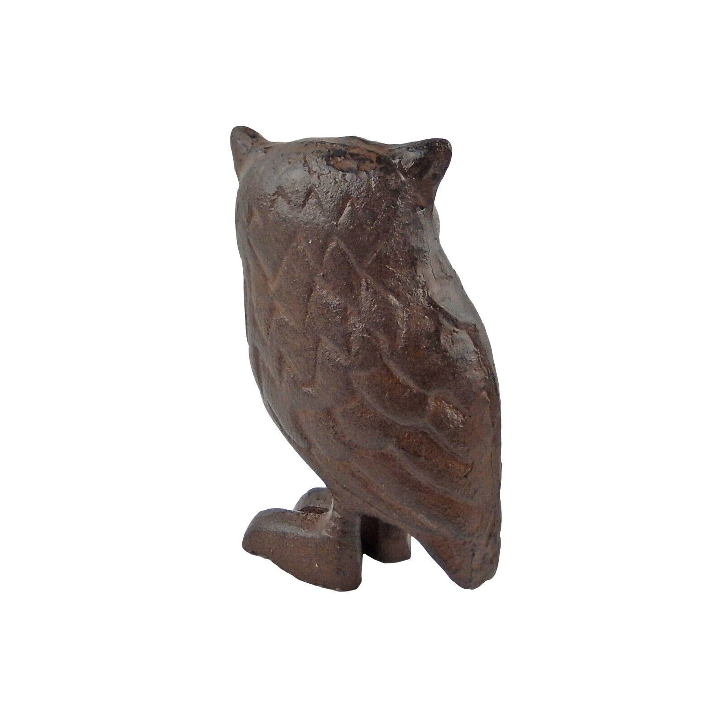 Cast Iron Owl Figurine Statue Shelf Sitter Home Decor Rustic Finish 4.5 in Tall