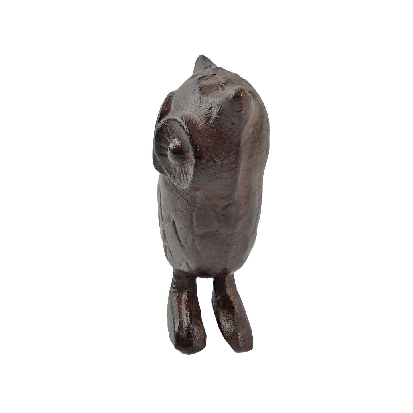 Cast Iron Owl Figurine Statue Shelf Sitter Home Decor Rustic Finish 4.5 in Tall