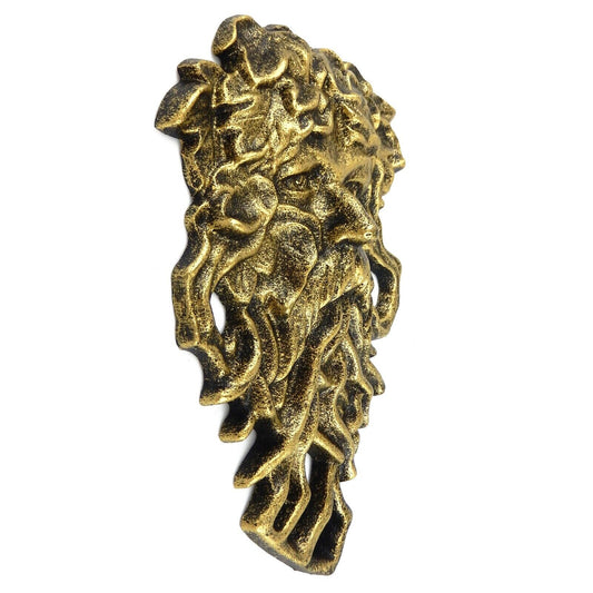 Green Man Celtic Garden Face Nature Wall Decor Rustic Gold Cast Iron 11.25 in