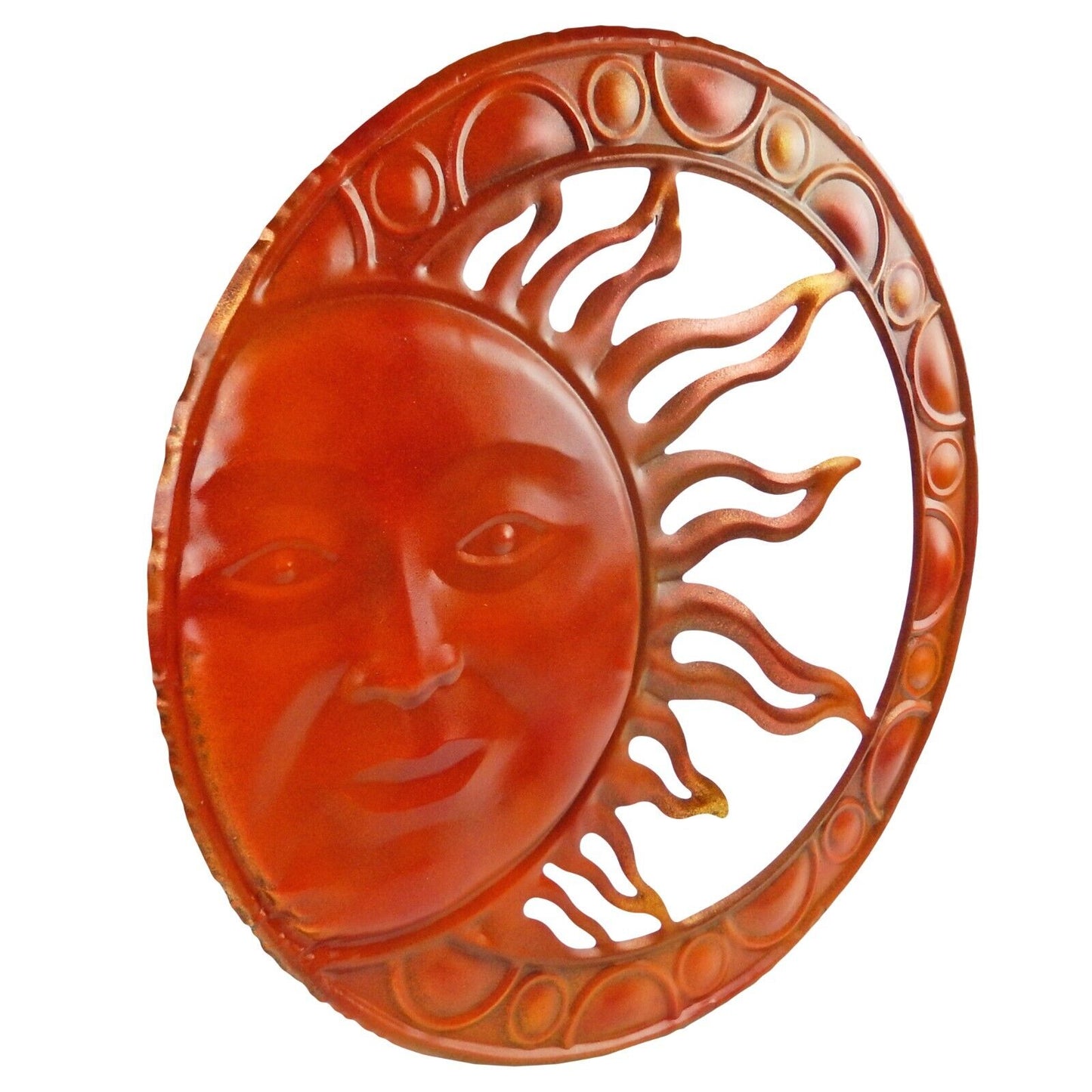 Colorful Tin Metal Sun Face Rays Wall Decor Embossed Garden Porch Accent 20 inch