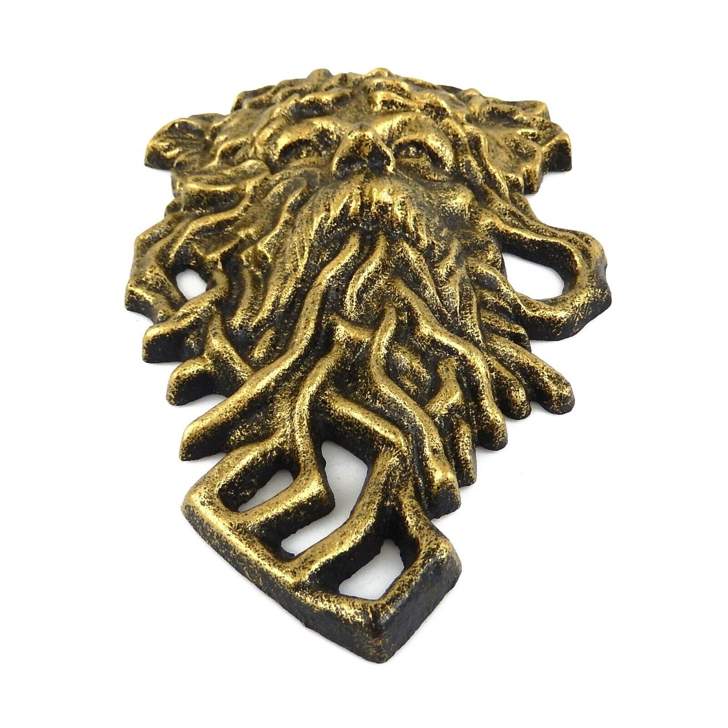 Green Man Celtic Garden Face Nature Wall Decor Rustic Gold Cast Iron 11.25 in