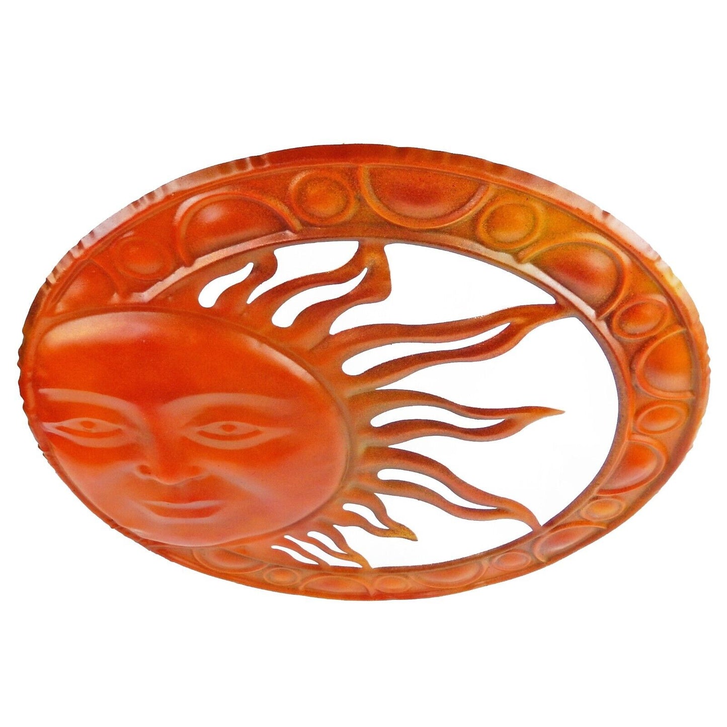 Colorful Tin Metal Sun Face Rays Wall Decor Embossed Garden Porch Accent 20 inch