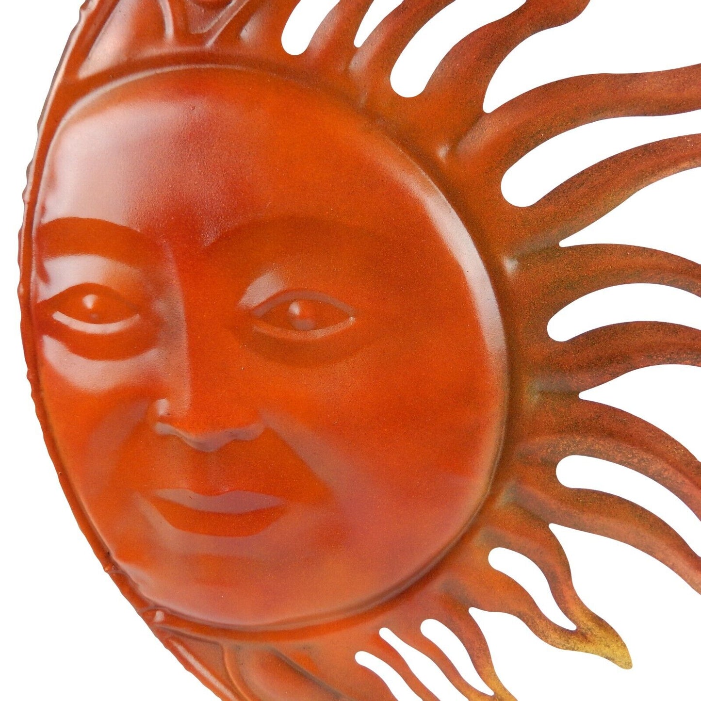 Colorful Tin Metal Sun Face Rays Wall Decor Embossed Garden Porch Accent 20 inch
