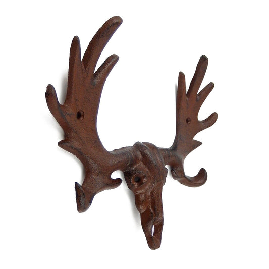 Cast Iron Moose Antler Wall Hook Key Rack Towel Coat Hanger Rustic Cabin Decor