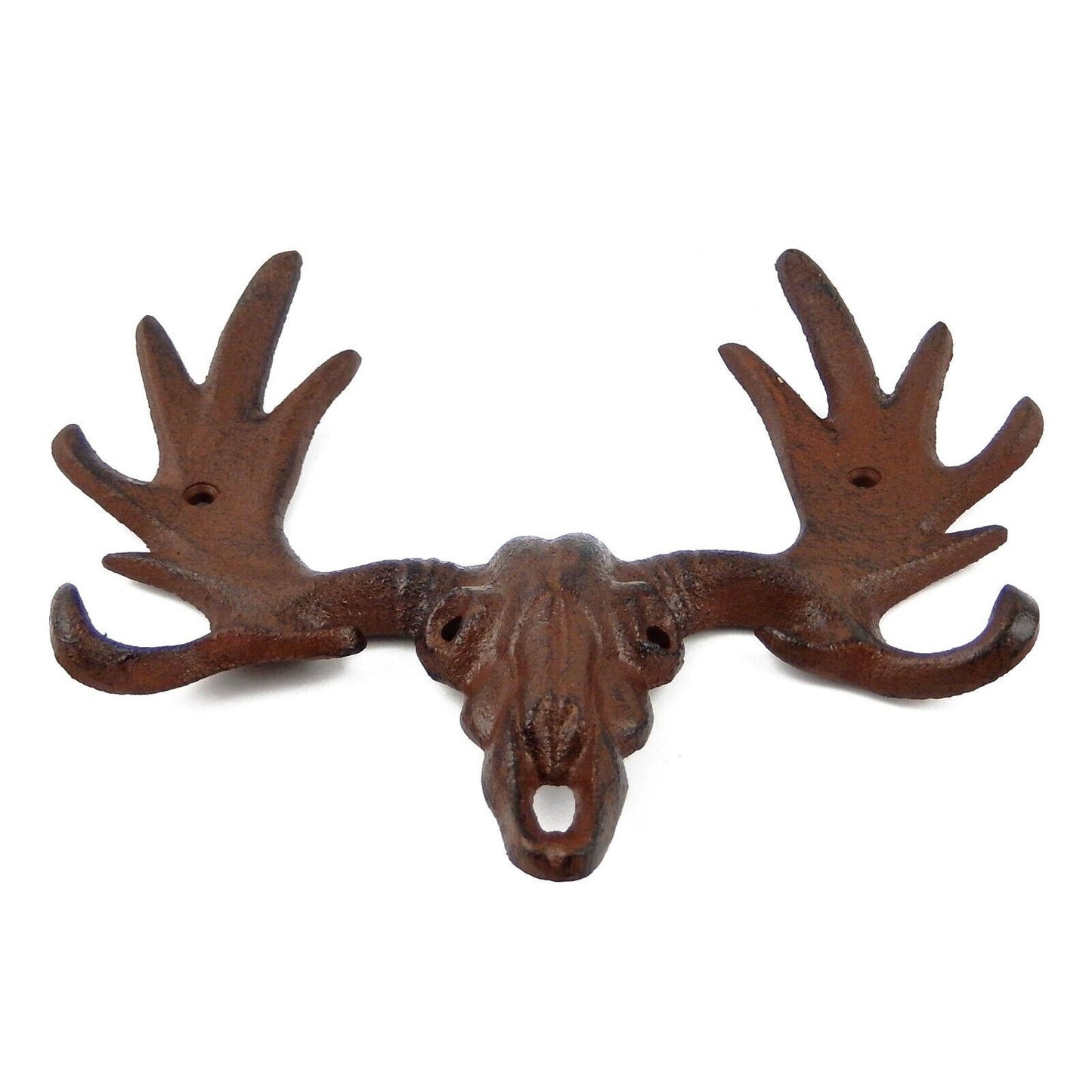 Cast Iron Moose Antler Wall Hook Key Rack Towel Coat Hanger Rustic Cabin Decor