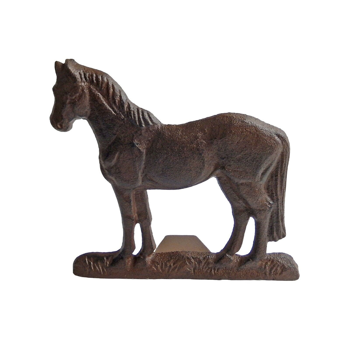 Cast Iron Horse Doorstop Door Wedge Country Western Decor Antique Brown