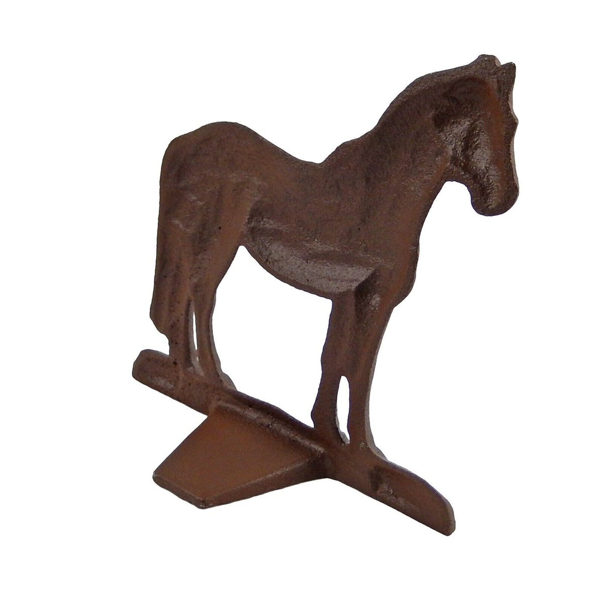 Cast Iron Horse Doorstop Door Wedge Country Western Decor Antique Brown