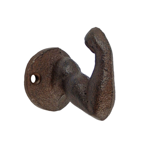 Cast Iron Strong Arm Fist Wall Hook Key Towel Coat Hanger Rustic Antique Brown