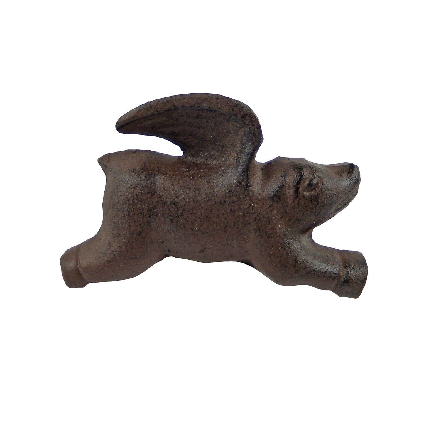 Cast Iron Flying Pig Cabinet Drawer Knob Door Pull With Screws Brown (Pack of 6)