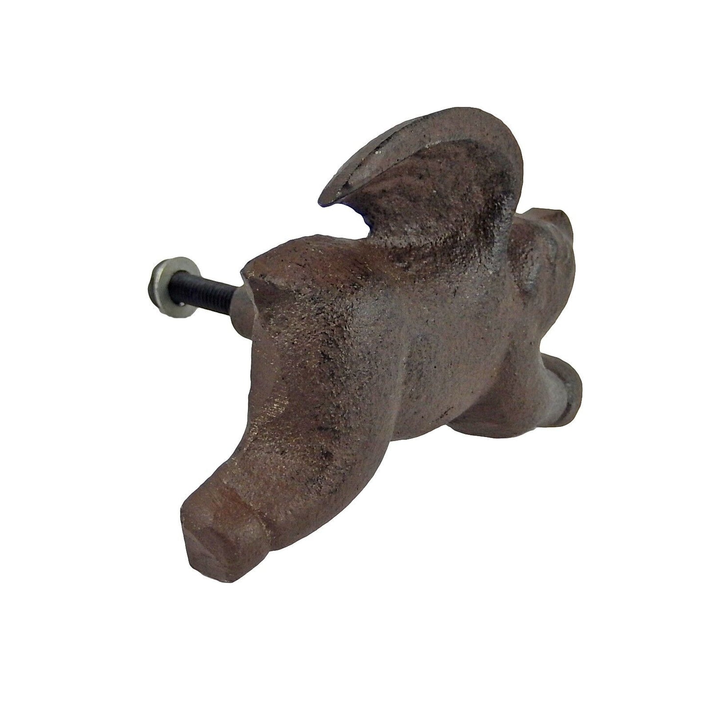 Cast Iron Flying Pig Cabinet Drawer Knob Door Pull With Screws Brown (Pack of 6)