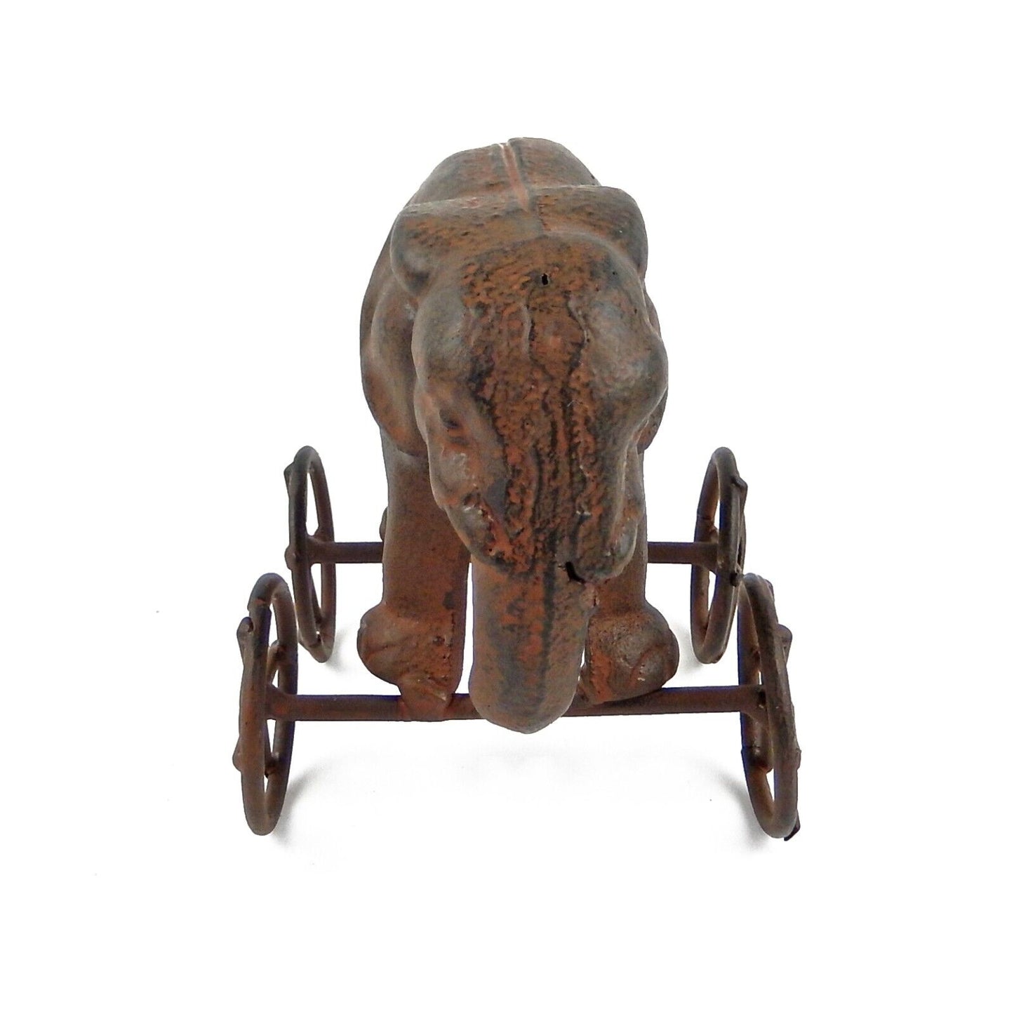 Cast Iron Elephant On Wheels Decorative Toy Figurine Rustic Safari Shelf Decor