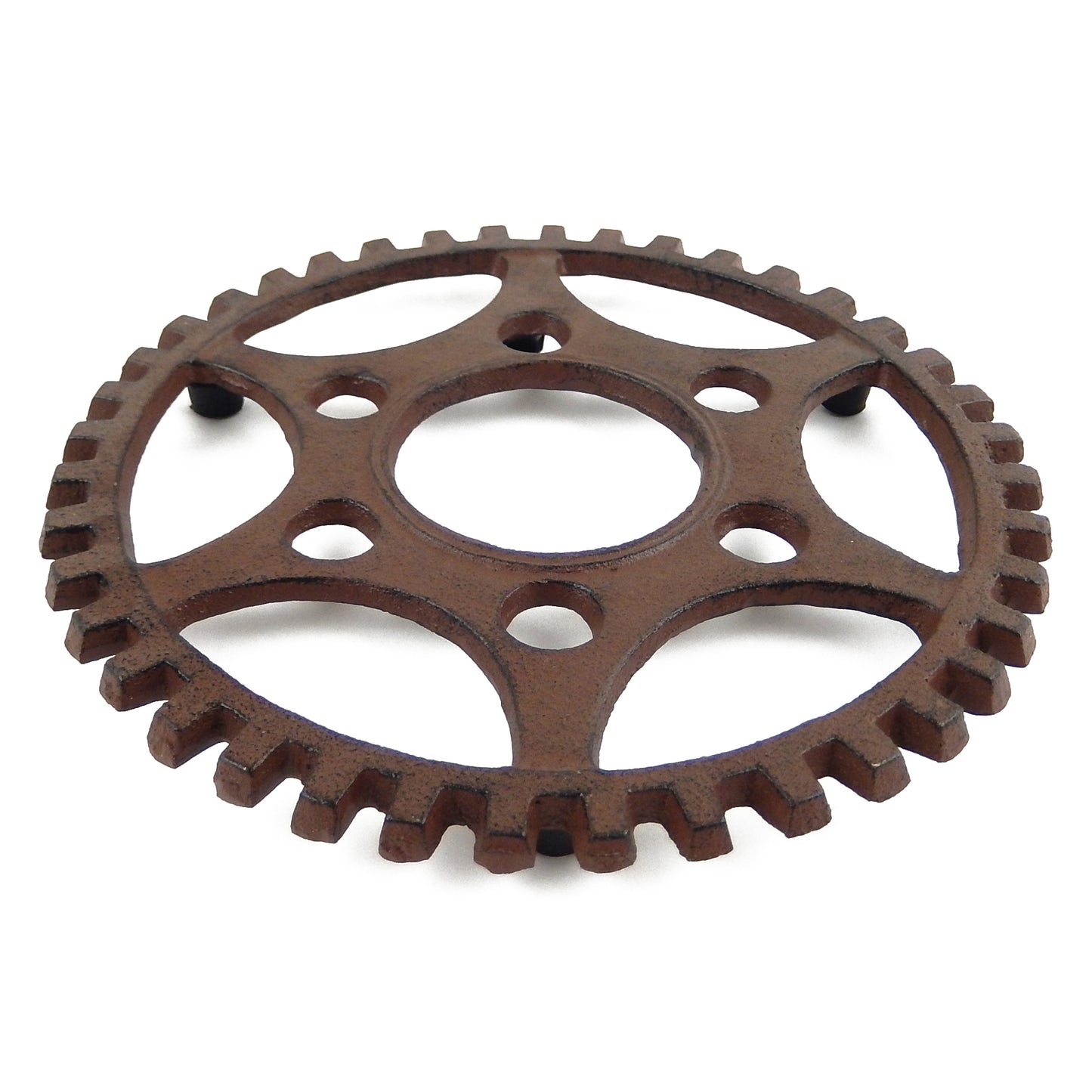 Mechanical Dented Gear Trivet Iron Industrial Cog Plaque Hot Pot Holder Rustic