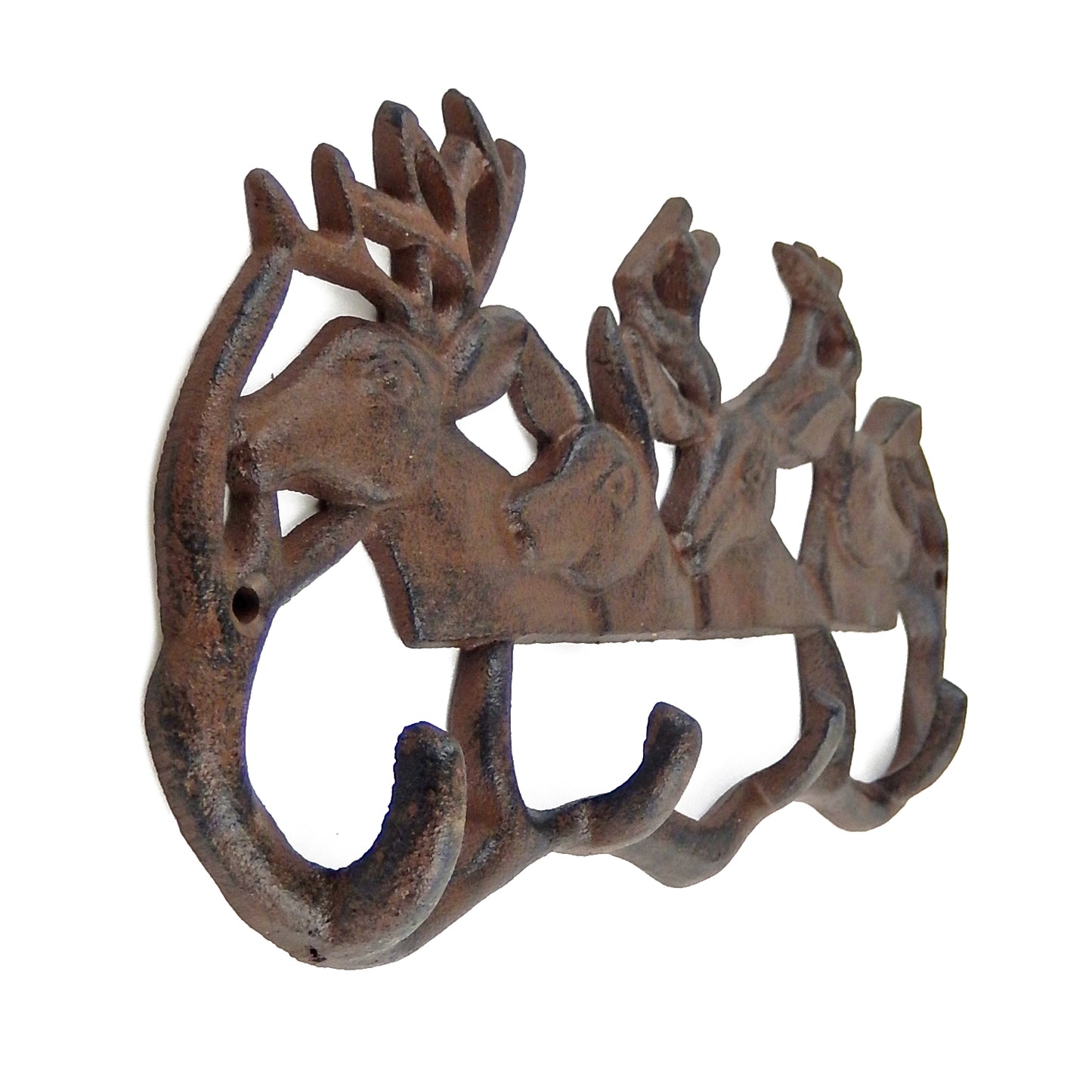 Cast Iron Deer Antler Wall Hook Rack Key Towel Coat Hanger Rustic Cabin Decor