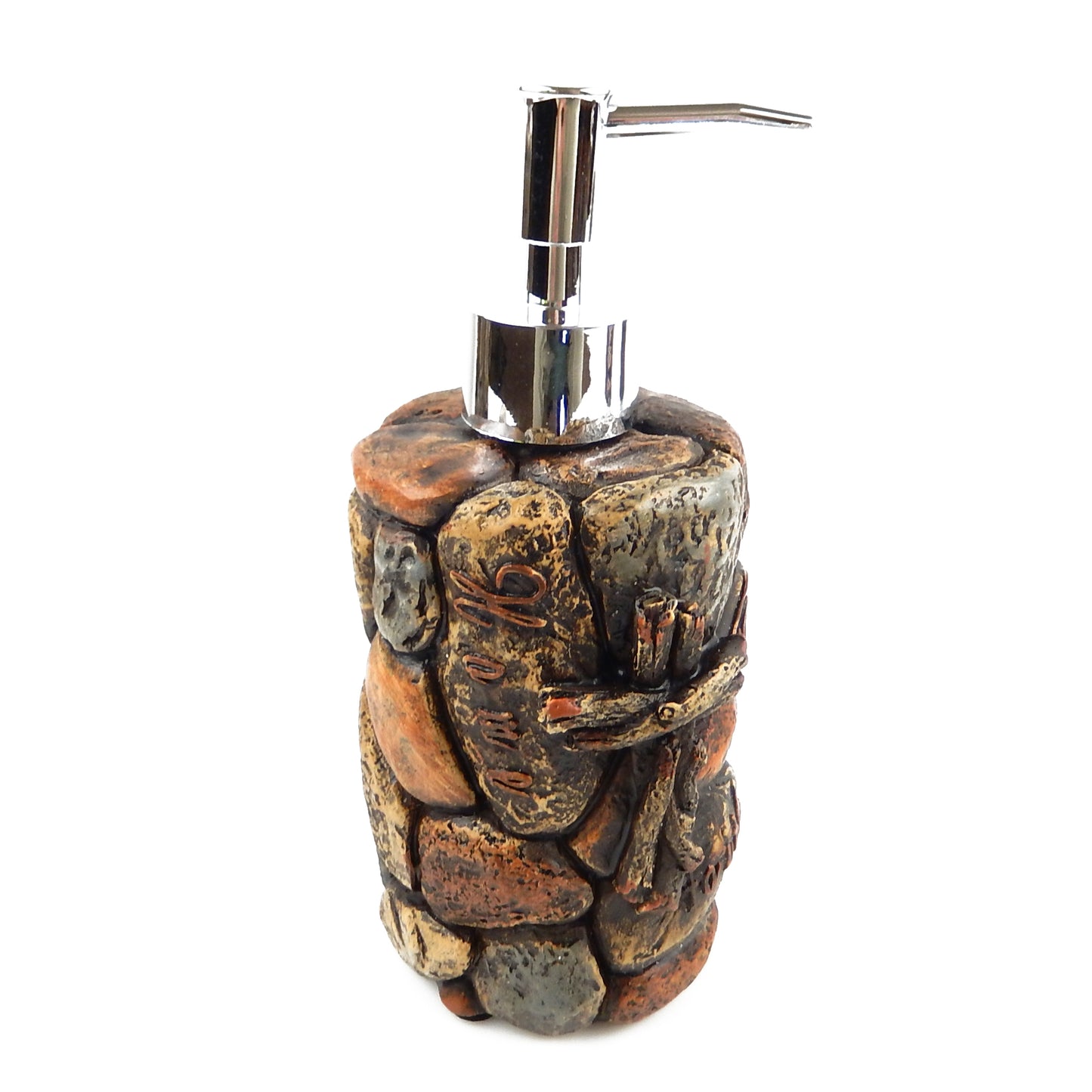 Inspirational Bathroom Accessory Set 5 Pieces Faux Engraved Stones Cross