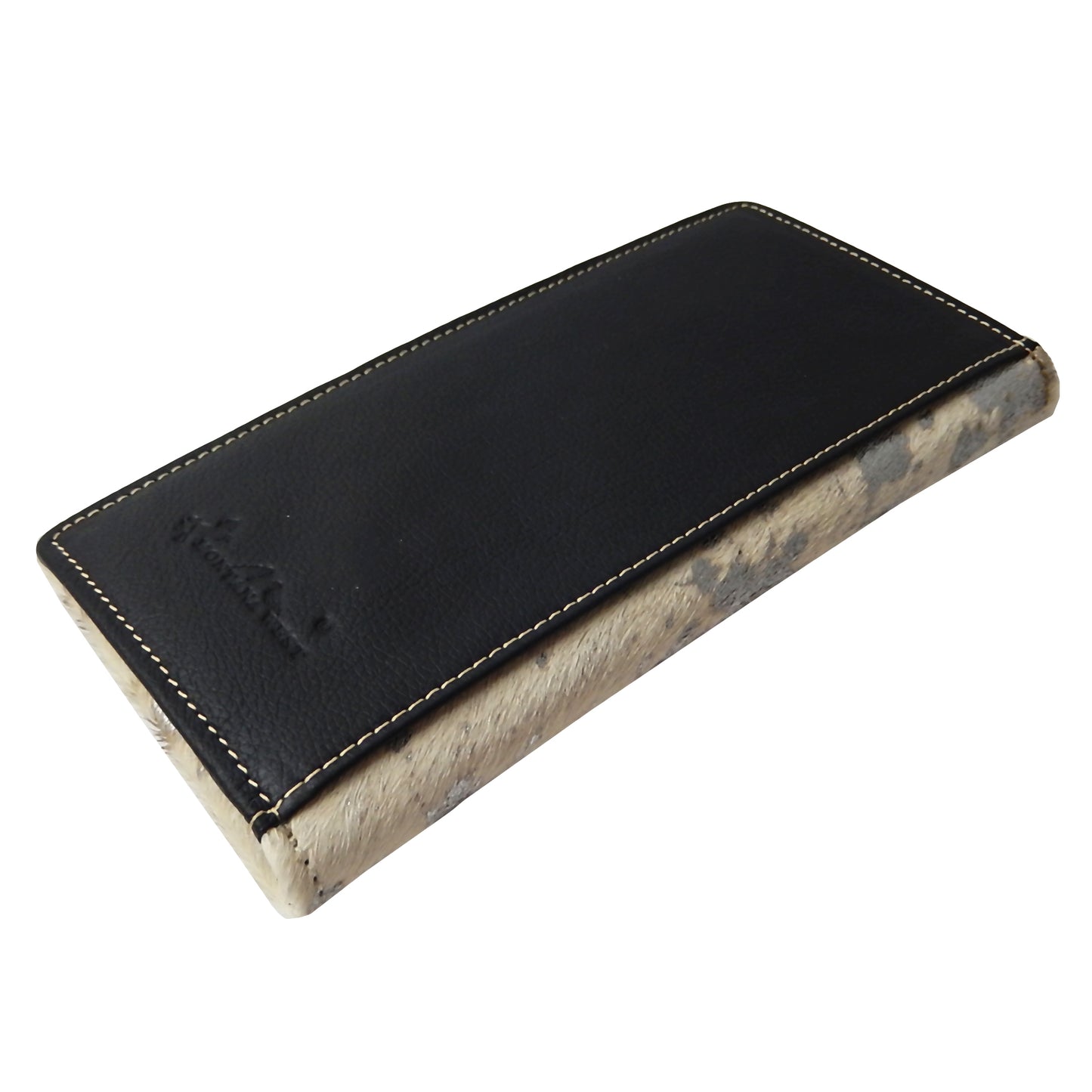 Real Cowhide Black Leather Bi-Fold Rodeo Western Wallet 13 Credit Cards Cash ID