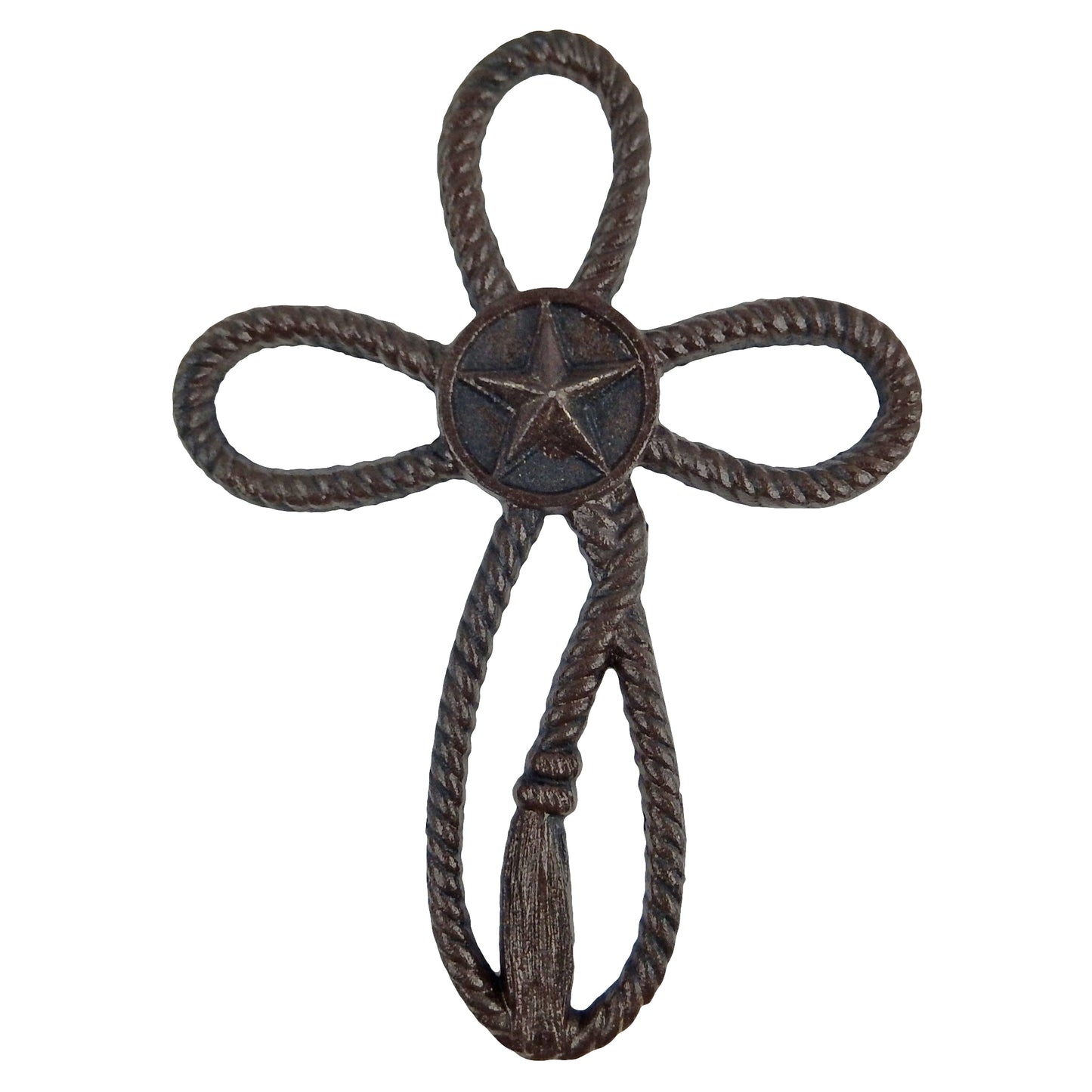 Cast Iron Star Rope Decorative Wall Cross Rustic Western Farm Theme 11 x 8 inch